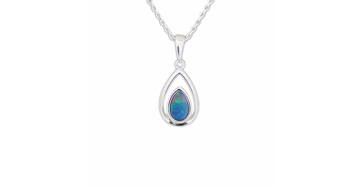 Collier En Opale Naturelle D'Indonésie — Argent Massif 925, Longueur 46 Cm, Neuf